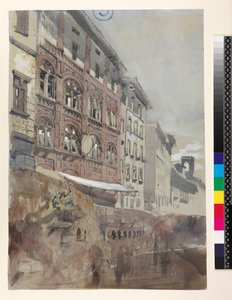 No.1590 Palazzo Agostini, Pisa, 1845 (kağıt üzerine wc ve guaj boya) by John Ruskin